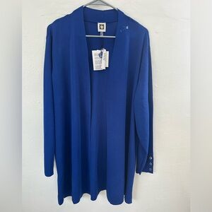 Anne Klein women's open cardigan, blue, size XL, NWT